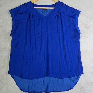 Simply Vera Vera Wang Royal Blue V-Neck High Low Silky Blouse XXL